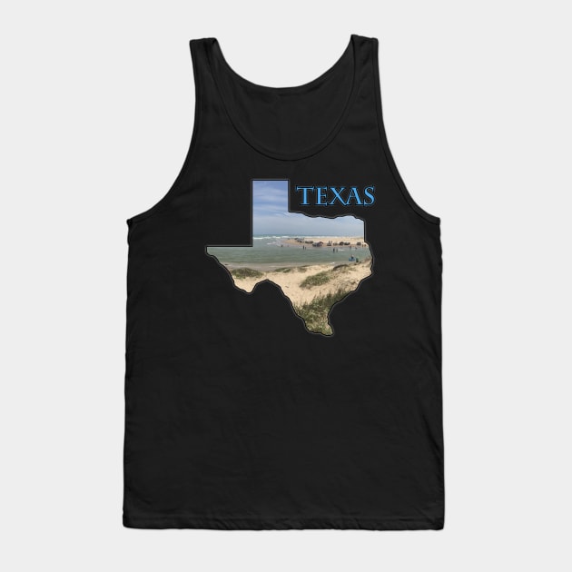 Texas State Outline (Boca Chica Park & Beach) Tank Top by gorff